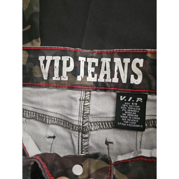 VIP Jeans Womens Green Camo Skinny Jeans Low Rise Cotton Blend Size 5 6 - Picture 7 of 7
